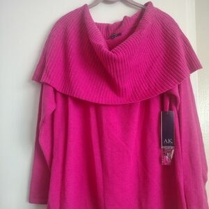 Anne Klein Bright Fuchsia Cowl Neck Sweater